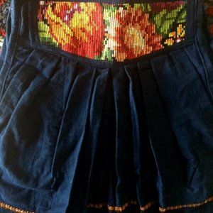 Oaxaxa Hand-embroidered Denim Skirt ~ Gorgeous!